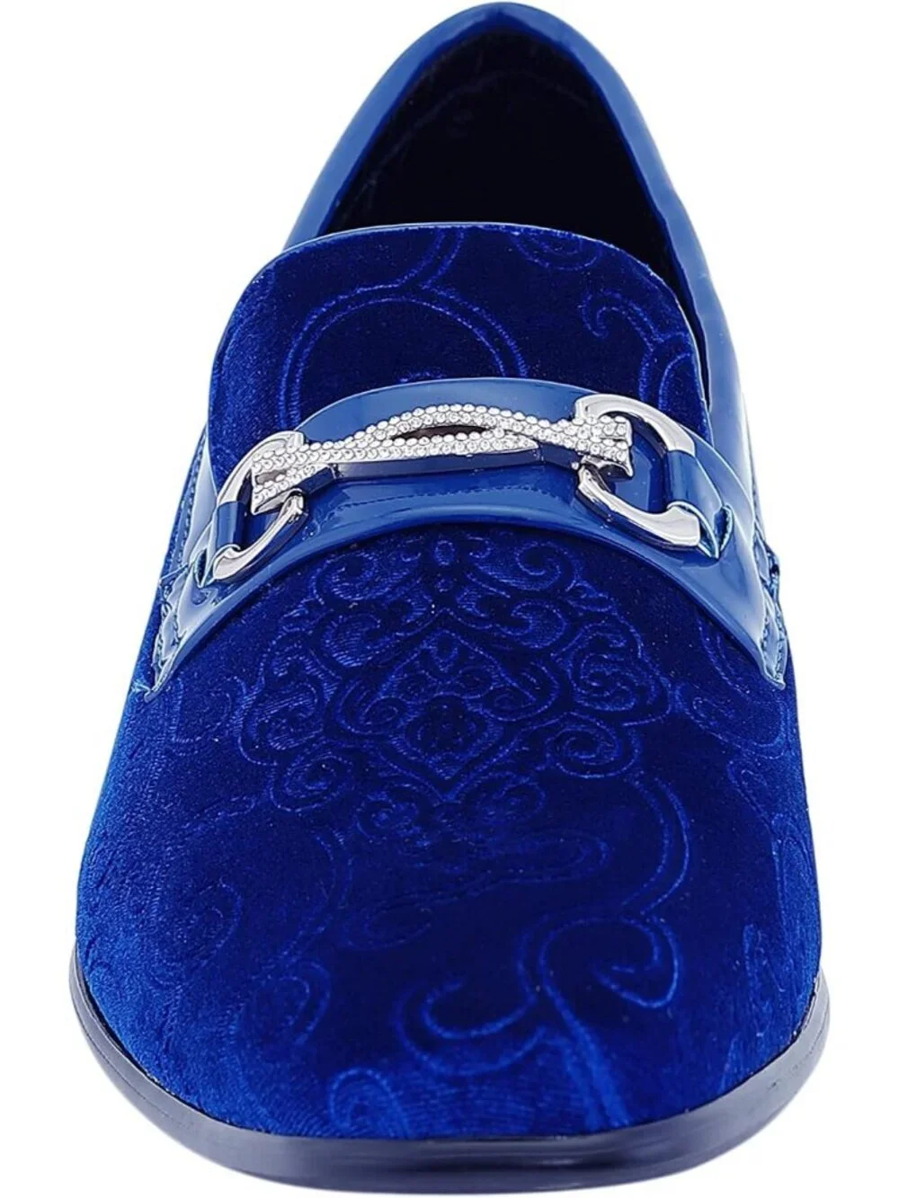Amali Men's Royal Paisley Embossed Velvet Loafer Satin Trim Slip On Tuxedo Shoes